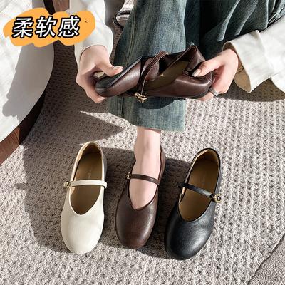 Корейские туфли-одинарки на мягкой подошве, женские, новая коллекция весна 2025, популярные в интернете, универсальные, на плоской подошве, с темпераментом, с ремешком-пряжкой для юбки, туфли Мэри Джейн