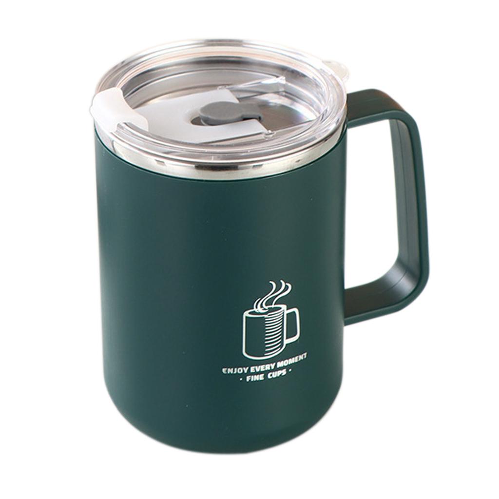 New 500ml/17oz 304 Stainless Steel Milk Coffee Mug Double-Wall Insulated Anti Scalding Water Cup With Lid&Handle Tumble