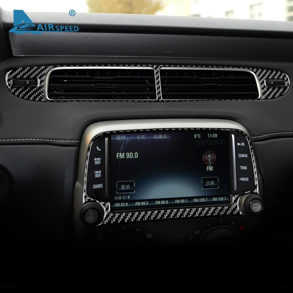 Carbon Fiber Interior Air Vent Outlet Frame Trim Sticker for Chevrolet Camaro 2013-2015
