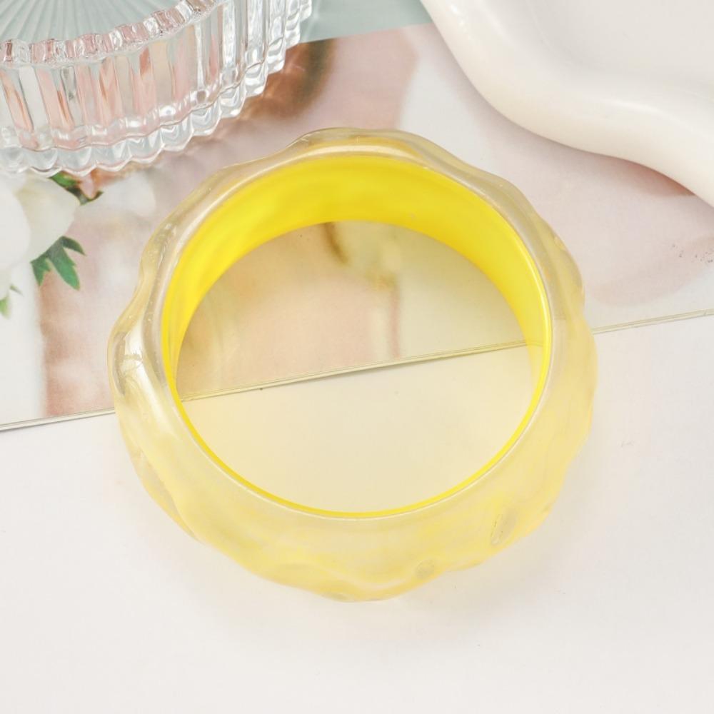Wave Jelly Color Wide Bracelet Bohemian Retro  Hand Ring Exaggerated Glitter Acrylic Bangle  Girls