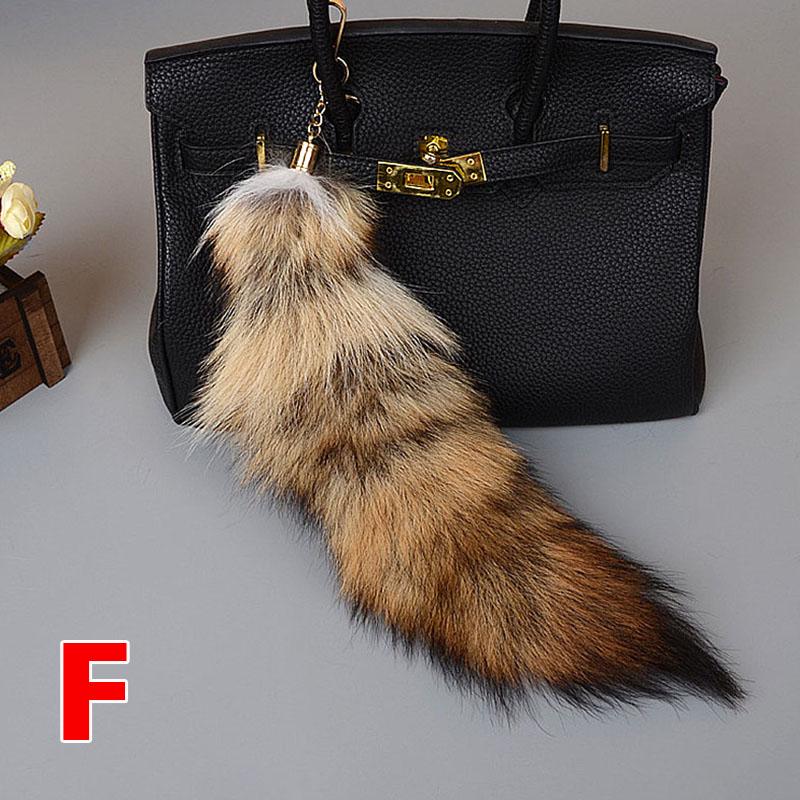 Charm Long Pendant Fluffy Fox Tail Fur Keychain Handbag Accessories Keyring Fashion Lovely 40cm