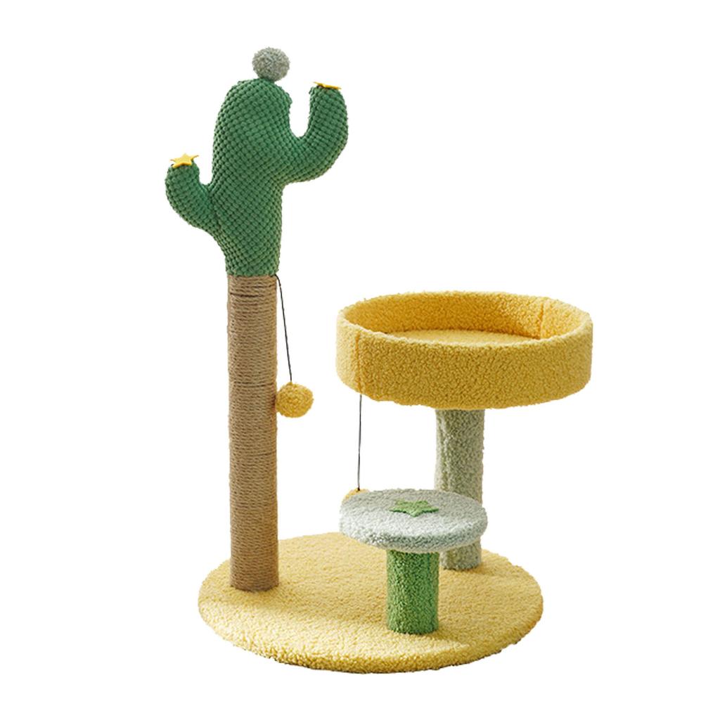 Cat Tree with Sisal Scratching Post Cactus Shape Multifunctional Breathable Cat Climbing Stand for
