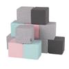 KiddyMoon Soft Foam Cubes Building Blocks 14cm for Children, 12 Pieces, Cubes:light Grey-dark Grey-pink-mint