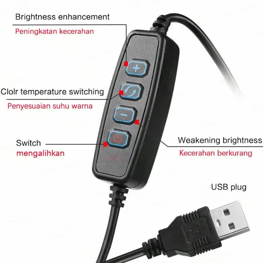 Светодиодная селфи-кольцевая лампа 10 дюймов, USB-штекер, 3 цвета света, Свет для фотосъемки, Видеозапись, Прямая трансляция, Заполняющий свет