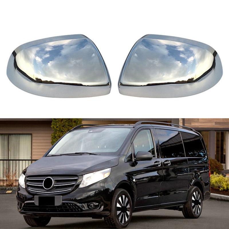 2 шт. W447 Vito 2014-2023 Хромированная накладка на крышку зеркала заднего вида Ярко-серебристая ABS Корпус зеркала заднего вида Запасные части