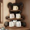 Corner Cup Holder Shelf 3-Tier Wood Kitchen Organizer for Mugs Coffee Cups Space-Saving Desktop Storage Rack for Countertop