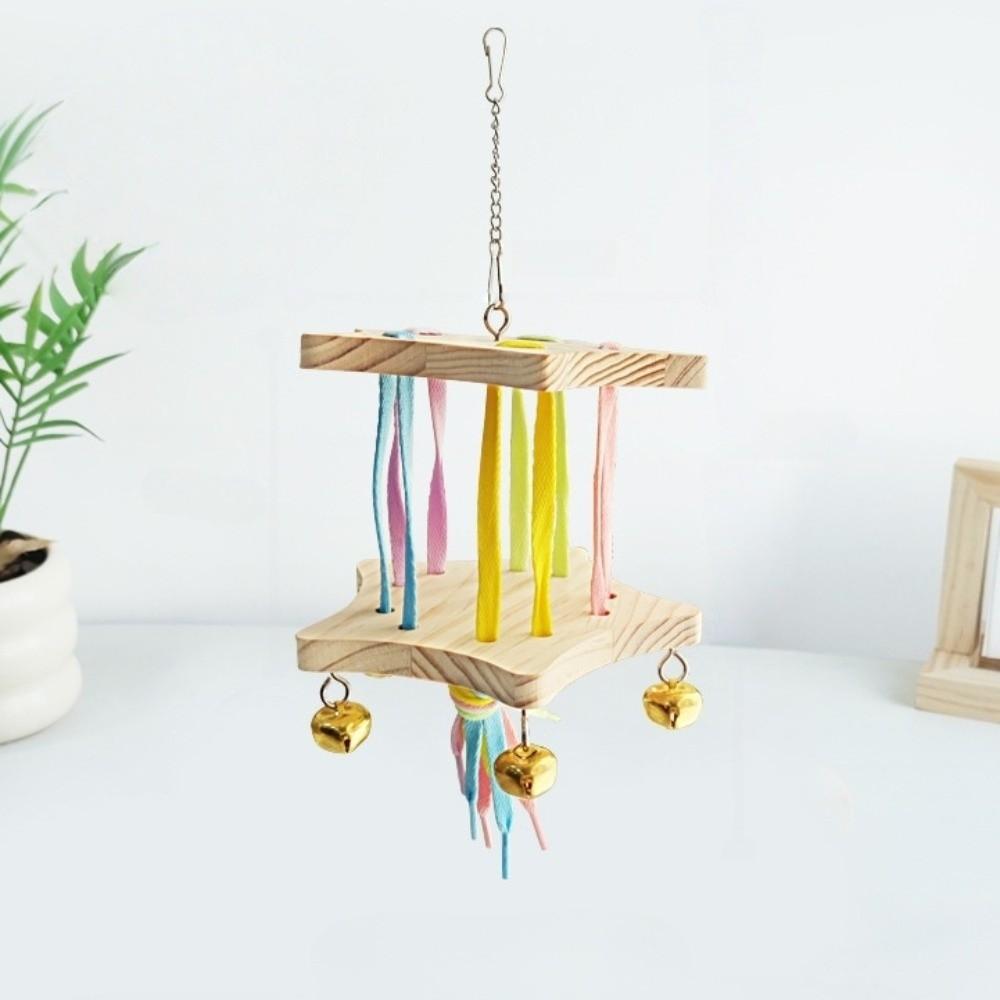 Colourful Bird Hanging Swing Wooden Bird Toy Hammock Parrot Cage Hut Small Pet Entertainment