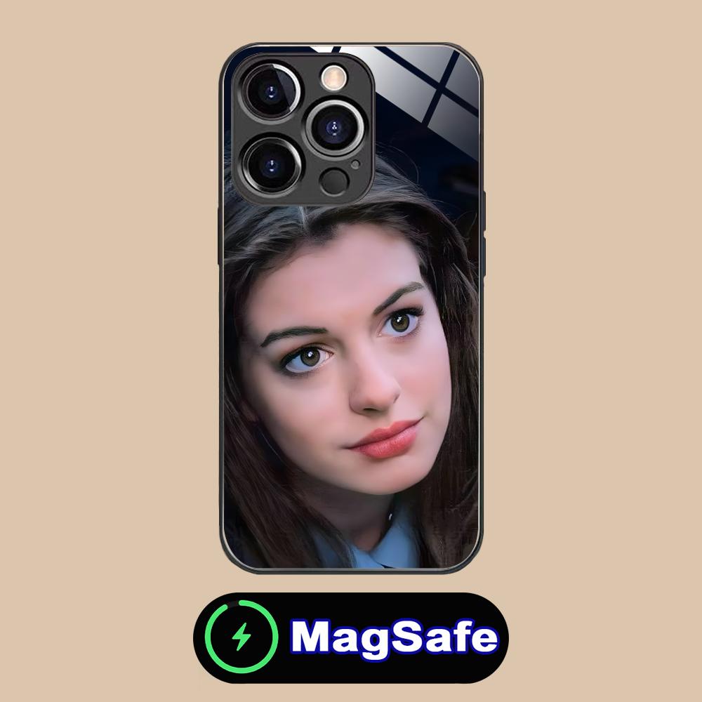 Anne Hathaway Mobile Phone Case for iPhone 17 16 15 14 13 12 11 Air Pro Max Plus Mini MagSafe Glass Colorful Cover Pretty Cover