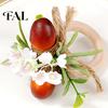 Forest Style Table Setting Artificial Rosemary Napkin Ring, Wooden Ring Holder with Faux Acorns Wood And Twine Rings Flowers, Autumn Rustic