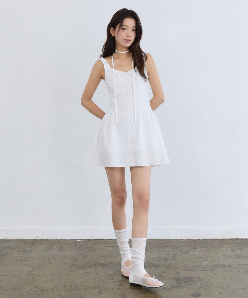 Adowl Fit Flare Sleeveless Mini Dress - White