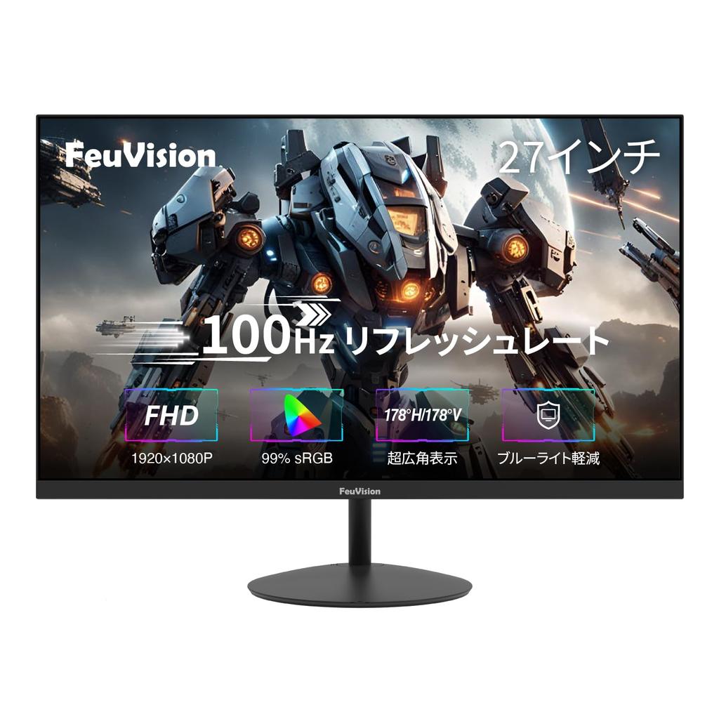 Игровой монитор FeuVision 27 дюймов Full HD 1080p 3 стороны ультра узкий ультра синий свет офисный ПК 100 Гц, и тонкий, уменьшение, монитор, VESA, HDMI и VGA