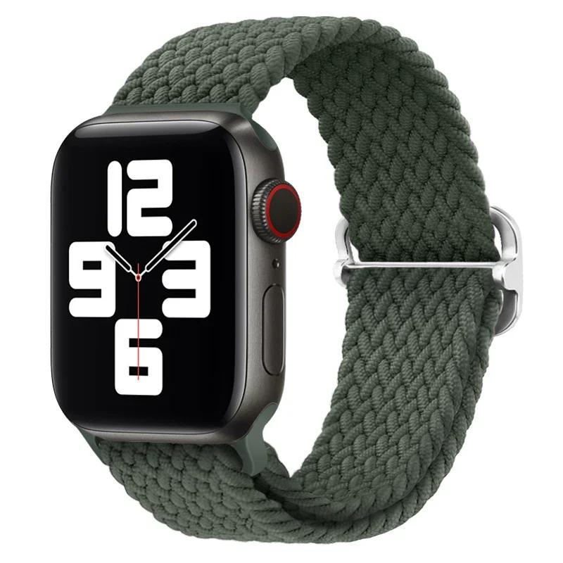 Плетеный ремешок Solo Loop для Apple Watch 10 Band 42 мм 46 мм 45 мм 44 мм 40 мм 9 8 7 6 5 4 SE 2 Регулируемый эластичный нейлоновый ремешок iWatch Ultra