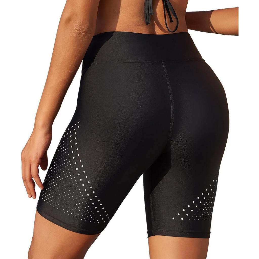 Женские шорты для плавания Charmleaks с высокой талией и принтом в горошек, быстросохнущие шорты с защитой UPF50+ и подкладкой