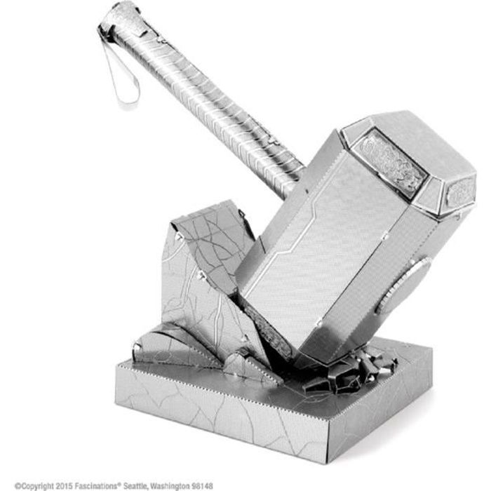 AVENGERS Thor's Hammer Mjolnir Model Building Kit - 3D - Metal with 2 Sheets - On 12x17 Cm Card