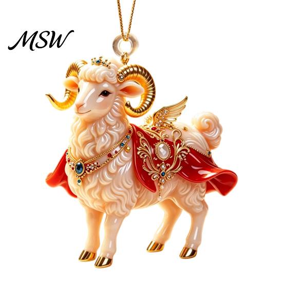Indoor Holiday Decorations 2D Flat Christmas Sheep Hanging Ornament with Lanyard, Acrylic Office Tree Pendant for Home Party Festive Decor And