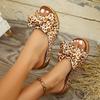 Women'S Fashion Leopard Print Wedge Sandals with Polka Dot Bow Detail - Open Toe, Slip-On, Mid-Heel Platform, Casual Summer Style