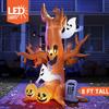 Joyfy 8 FT Halloween Inflatable Scary Tree Halloween Tree with Ghost and Build-in LEDs Blow Up Yard Halloween Inflatables