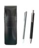 Тонкий пенал из коровьей кожи черного цвета с металлическим индикаторным стержнем и экструдированным резиновым стержнем, набор шариковых ручек из латуни черного цвета ASB-701S-HS301B