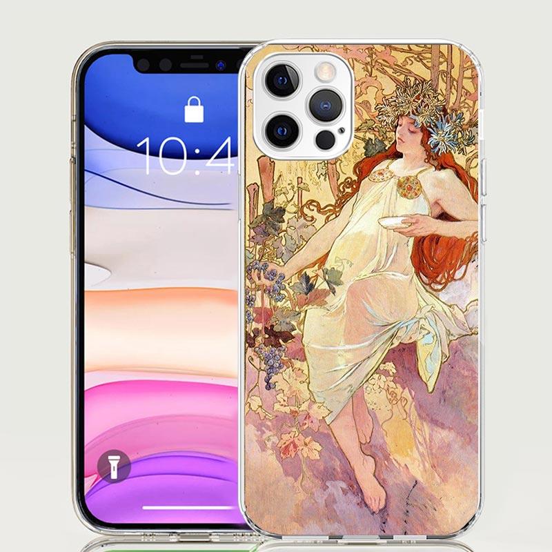 Alfons Mucha Primavera Case Phone Cover for Apple iphone 16 15 14 13 12 Mini 11 Pro Max 16E X XS XR 7 Plus 8 + SE 2020 Trend Fun