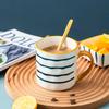 Ceramic Coffee Cup Japanese Office Cup Porcelain Cup Creative Ceramic Cup with Spoon Drinking Cup