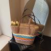 Large Capacity Bag Women's New Fashion Versatile Shoulder Vegetable Basket Straw Woven Seaside Beach Bag