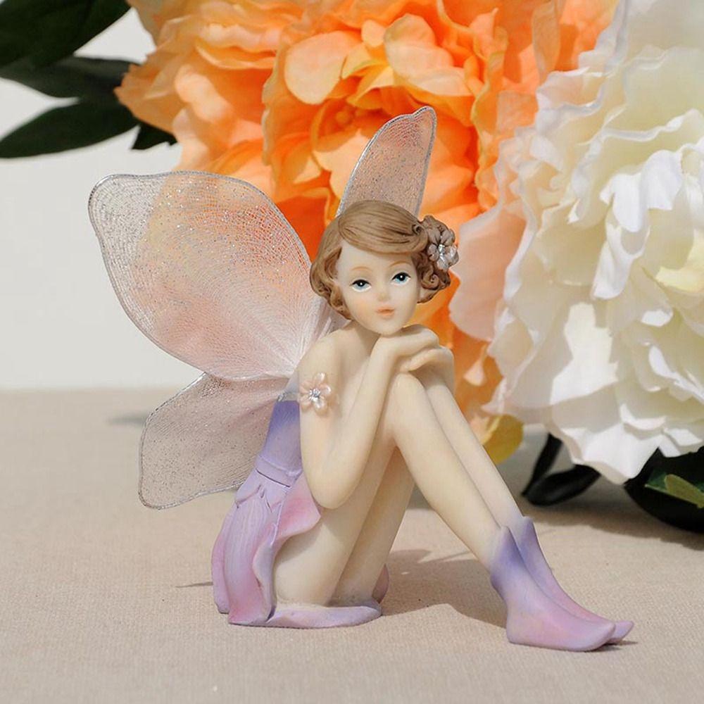 Purple Fairy Girl Miniature Winged Angel Flying Miniature Gift Flower Fairy Figurine  Desktop