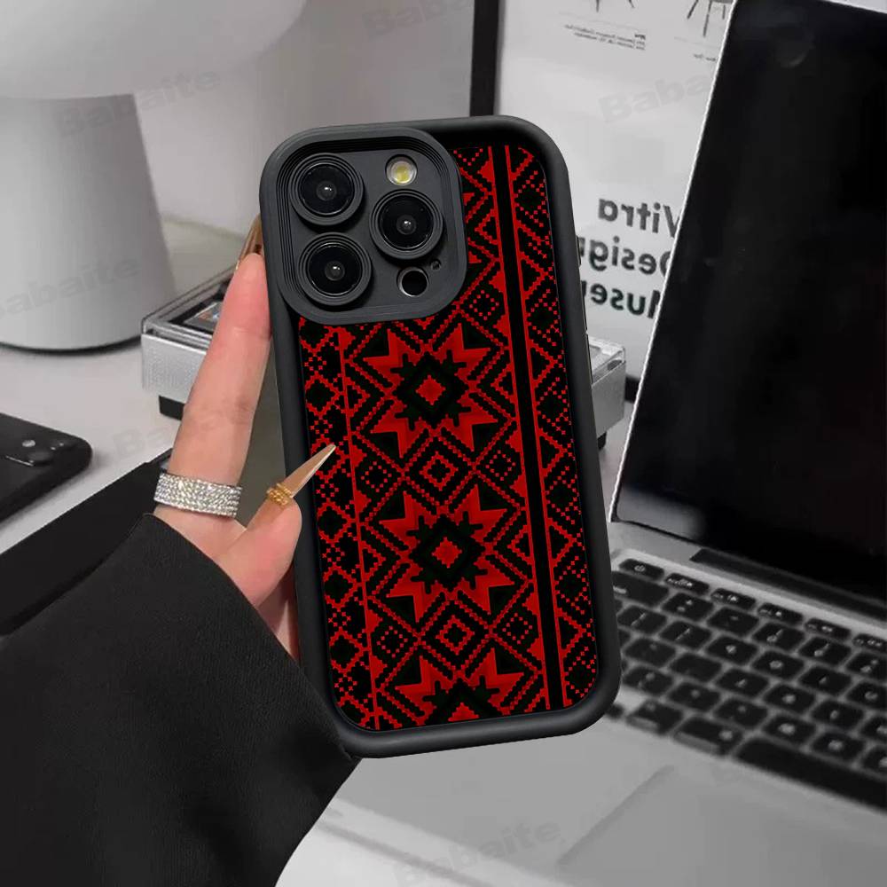 G-Украина Узор Орнамент Для IPhone 17 Pro Max 16 15 14 13 12 11 Plus Черный Мягкий Чехол для Телефона