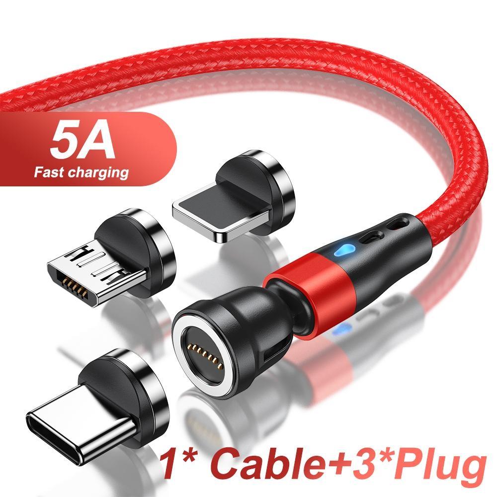 5A Магнитный кабель типа C для Samsung S21 Huawei P30 Магнитный провод для быстрой зарядки для iPhone Xiaomi Micro USB кабель для передачи данных