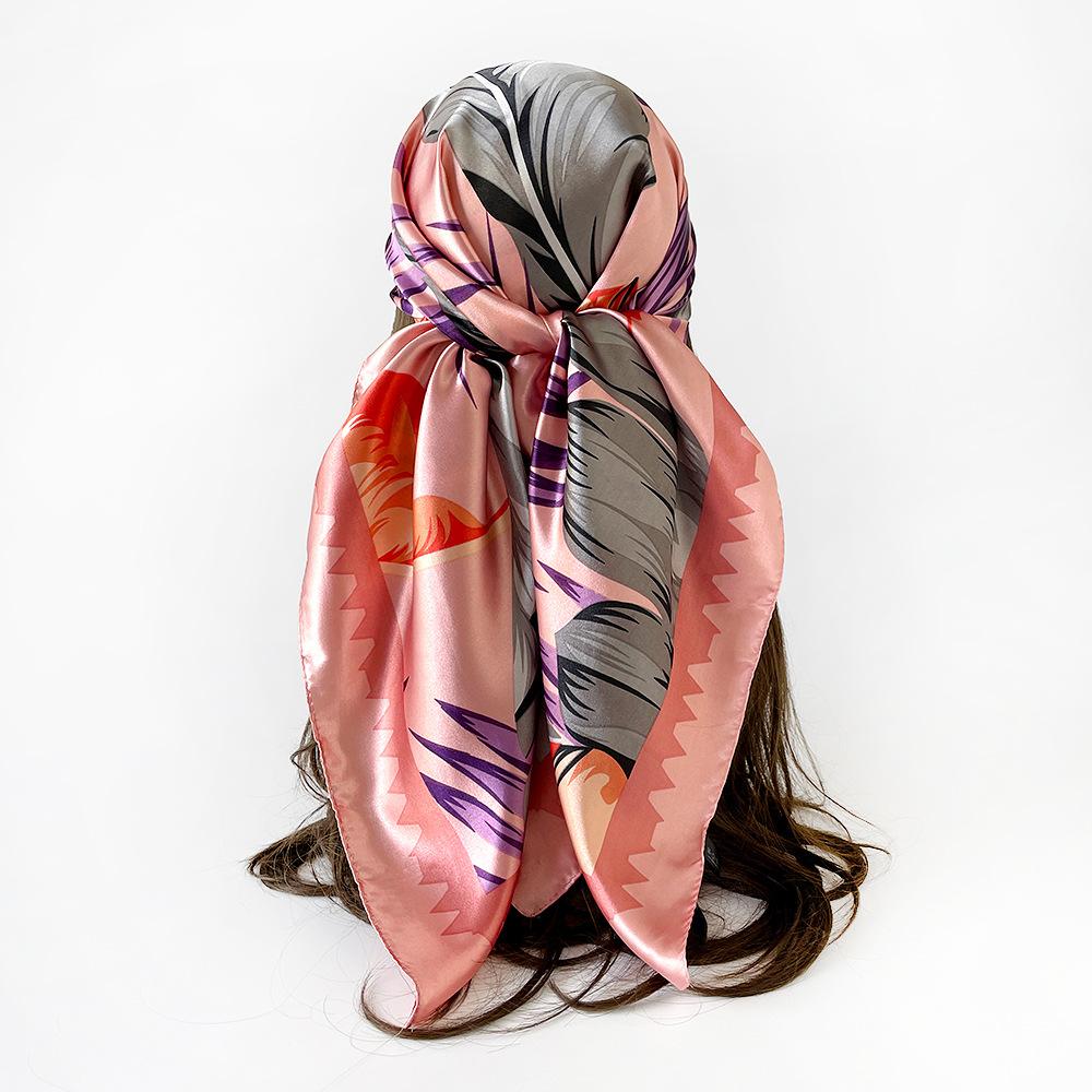 90cm Headscarf for Women – New Arrival: Colourful Printed Silk Scarf, Trendy and Versatile Shawl, Rayon Square Scarf