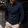 Men Summer Shirt Buttoned Turn-down Collar Pullover Long Sleeves Mid Length Solid Color Casual Business Style Top