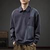Autumn American Retro Long-Sleeved Polo Shirt Men'S Heavy Loose Large Size Trendy Brand Casual Splicing Sweater