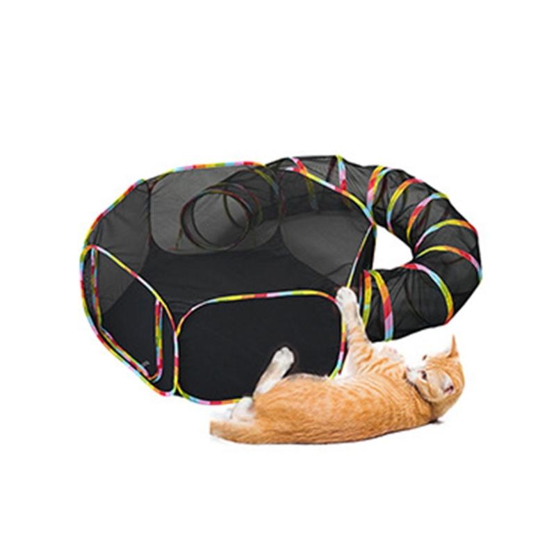 Складной туннель для кошек, туннель для котят, игрушка для скучающей кошки, игрушка для домашних животных, игрушка с отверстием для наблюдения, интерактивные принадлежности для кошек, собак, кроликов