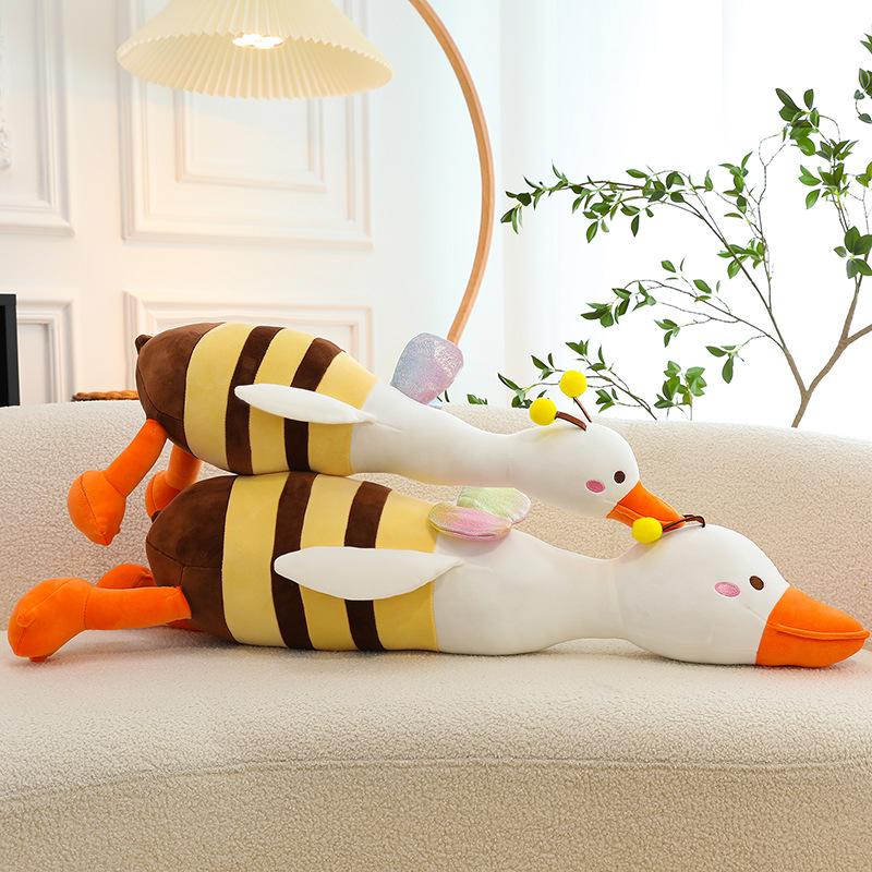 New creative big white goose throw pillow cloth doll doll sleeping legs doll bed pillow duck plush toy