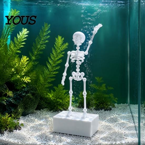 3D-печатное украшение для аквариума Танцующий скелет, Аэратор для аквариума, Динамичное украшение в виде движущегося черепа на воздушной тяге, Готическое декоративное аэрационное устройство