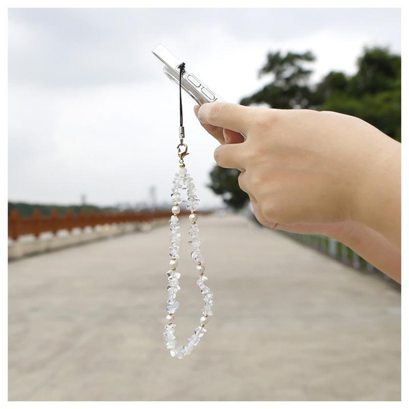 Creative Personalized Minority Creative Beaded Mobile Phone Charm New Women's Clothes Natural Stone Amethyst Gravel Mobile Phone Lanyard