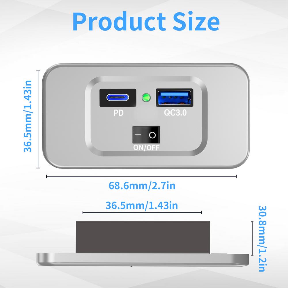 Автомобильное USB зарядное устройство для дома на колесах, розетка, два выходных порта QC3.0, разъемы питания для VW T5 T6 Camper Van RV Caravan Motorhome Accessories