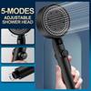 Shower Head Water Saving Black 5 Modes High Pressure Shower One Button Stop Water Massage Ecological Shower Accessories