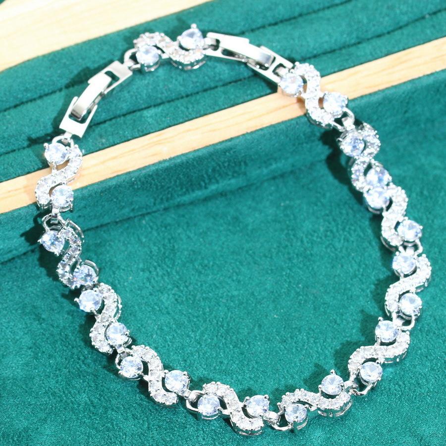 Популярная модель классическая мода легкая роскошь высококачественный циркон женский браслет комплект одежда