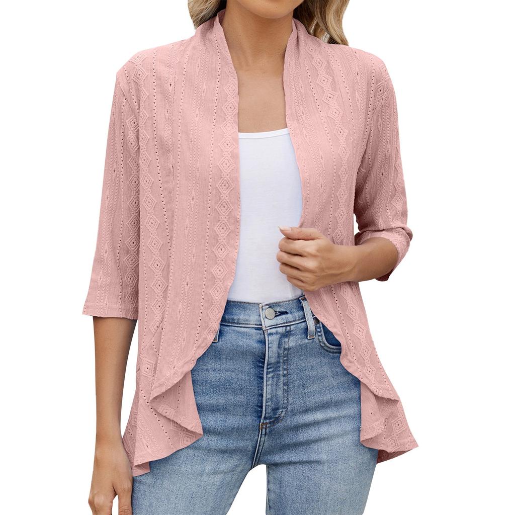 Женская повседневная мода темперамент свободный кардиган куртка с рукавом три четверти