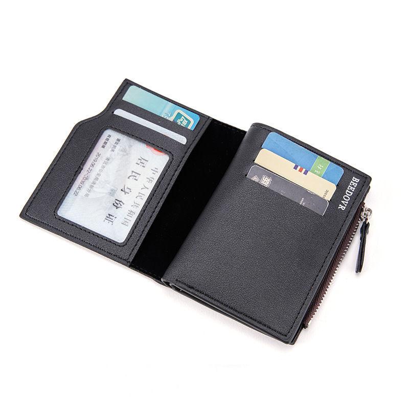Men Fashion Short Wallets Artificial Leather Card Holder Vintage Design Casual Purse Wallet