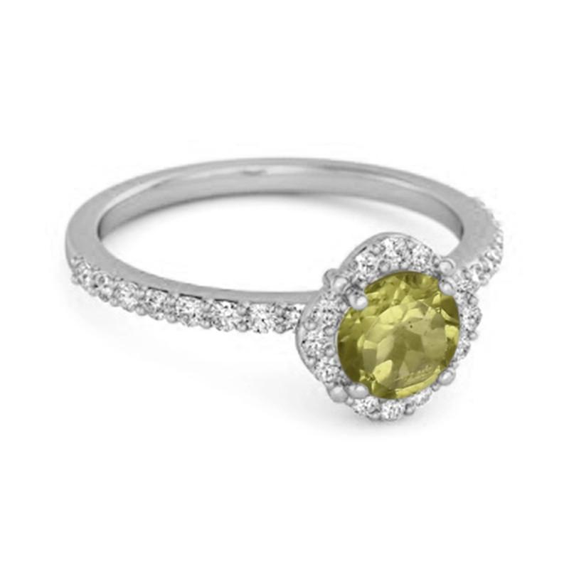 Peridot Floral Halo Pavé Ring - Sterling Silver