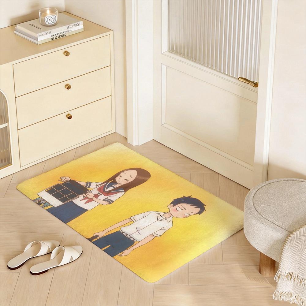 Anime T Teasing Master Takagi san Floor Mat Eco  Flannel Doormat Non Slip Odorless Indoor Floor Rug Soft Short Plush Home Mat