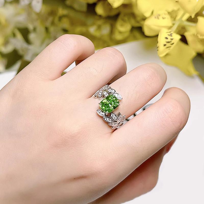 Кольца женские Sterling Light Green CZ Feather Design, оригинальные свадебные кольца, аксессуары для вечеринок и юбилеев