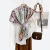 Spring and Autumn New Silk Flower Dill Large Silk Scarf Women's High Sense 100 Mulberry Silk Square Scarf Light Luxury Versatile Silk Shawl