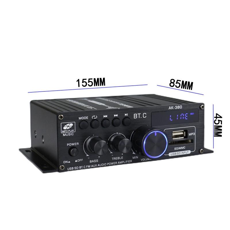 AK380 портативный автомобильный Bluetooth усилитель мощности 12 В бытовой HIFI аудио усилитель стереосистема объемного звучания 15.5X8.5X4.5 см
