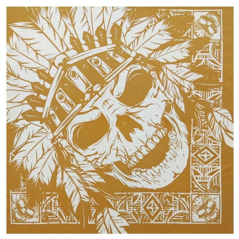 21'' бандана с рисунком черепа для женщин и мужчин, квадратный тюрбан, цветной головной убор