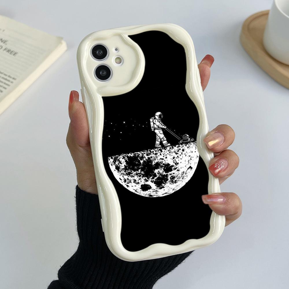 Ae97 Space Moon Astronaut Black art защитные чехлы для телефонов Samsung S23 S24 Ultra A55 A14 A25 Infinix Hot 40 Pro Tecno Spark 20 Wave TPU задняя крышка