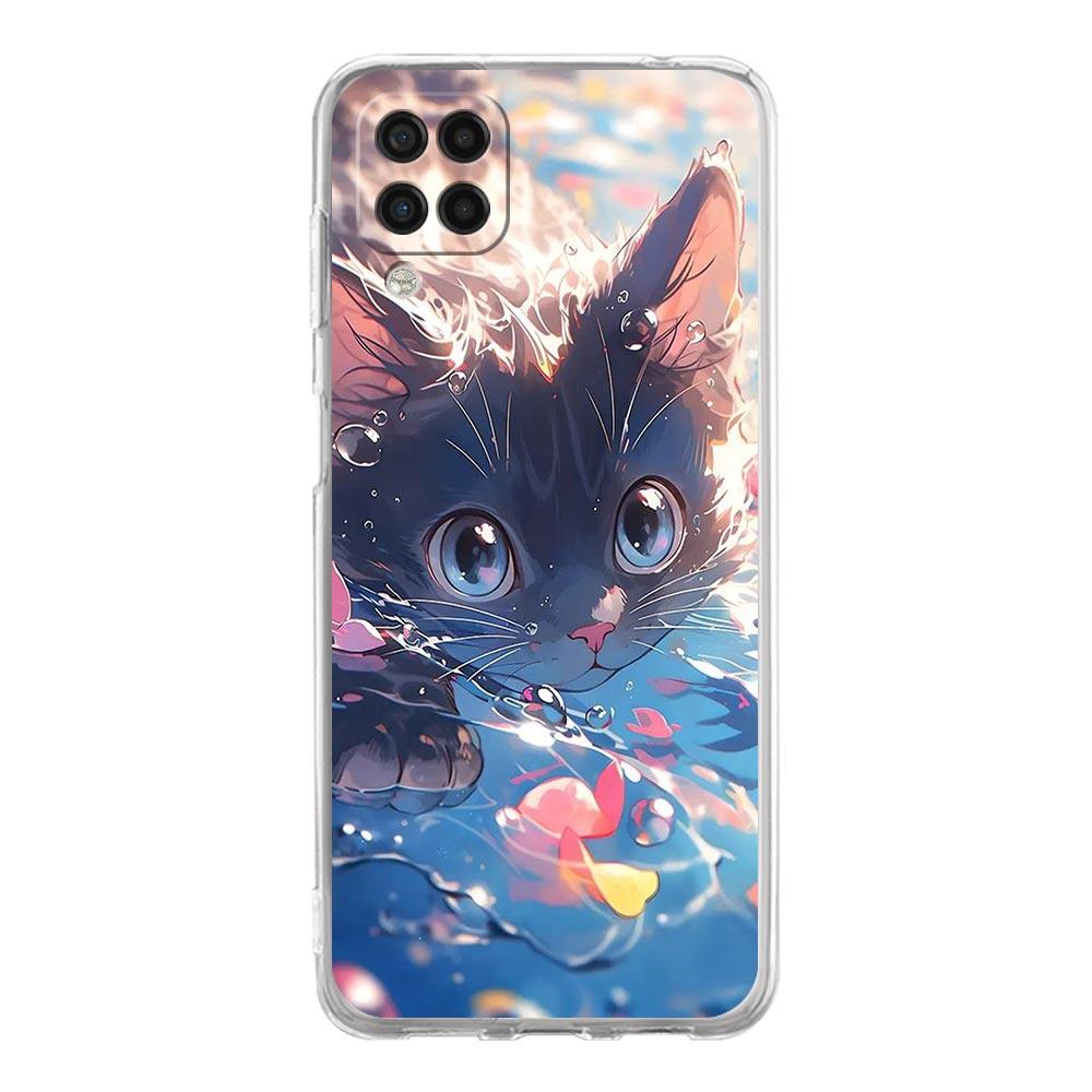 Чехол для телефона Samsung A13 A15 A25 A51 A71 A21S A11 A12 A31 A52 A41 A23 A53 A73 A32 5G A03S A05s, чехол с рисунком милого кота Art