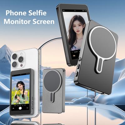 Магнитный Беспроводной Экран-Монитор для Селфи для iPhone Android, 4-дюймовый HD Расширяемый Дисплей, Устройство для Записи Видео с Задней Камеры, Влог, Прямая Трансляция