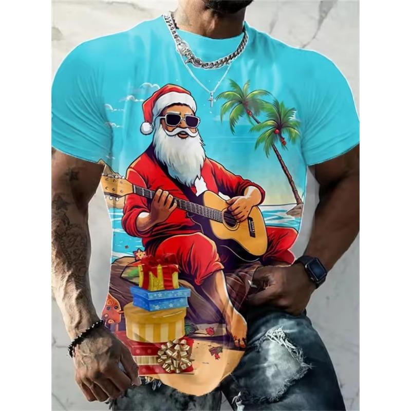 Christmas T-Shirt Funny 3d Santa Claus Print Tops Tees Mens T-Shirt Holiday Casual Harajuku Colorful Men's Clothing